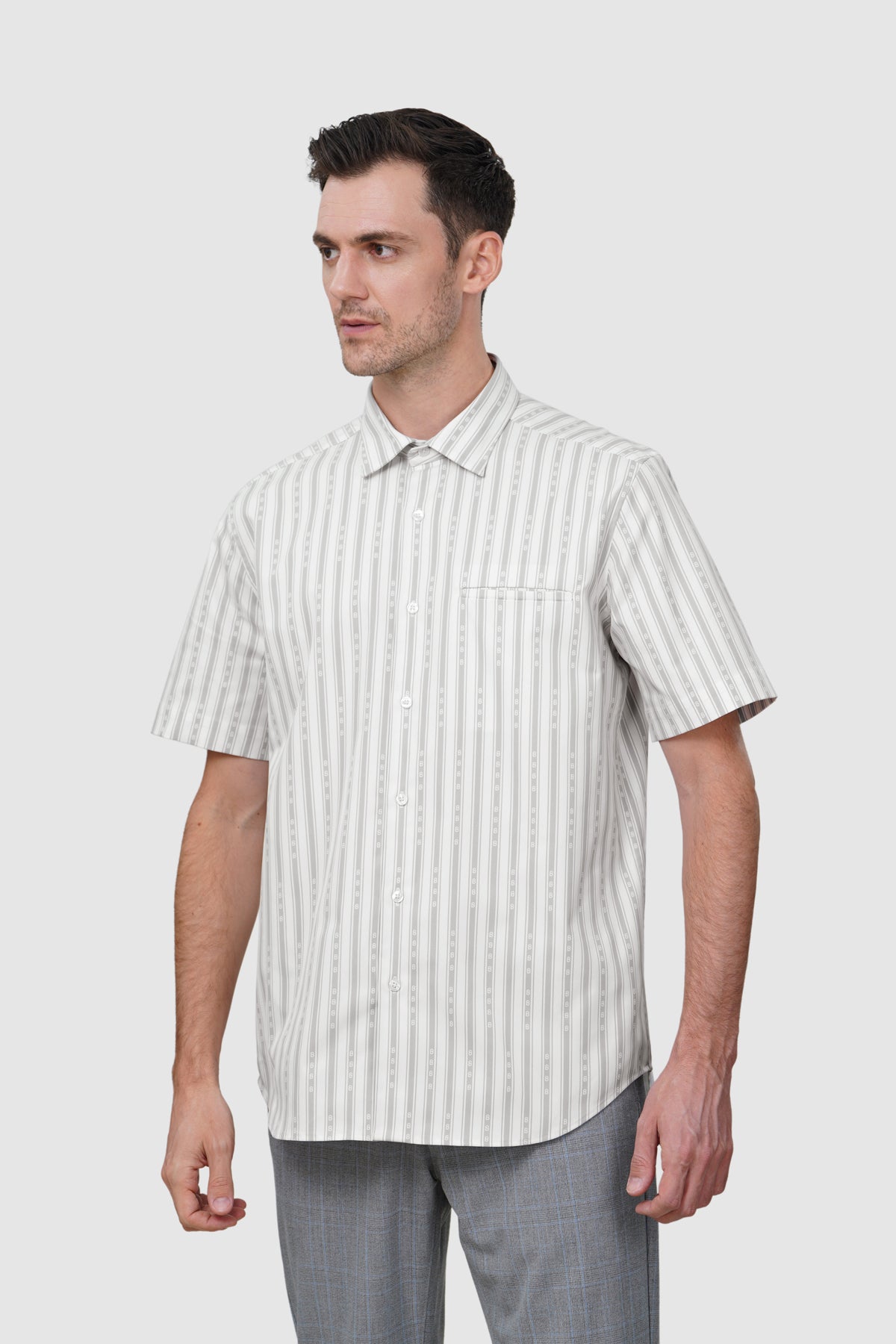 Striped Men Shirt - Gray