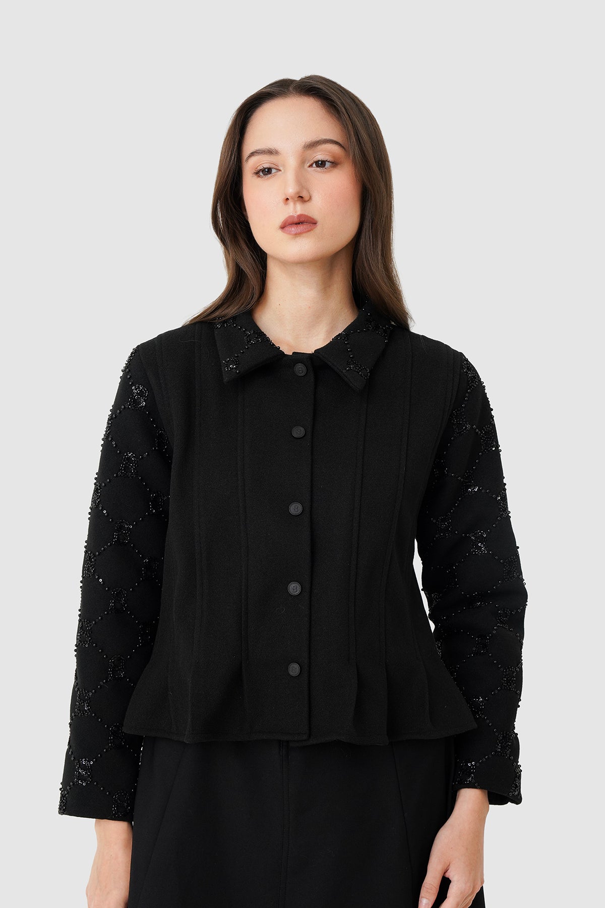 Beverly Pleated Outer - Black