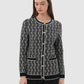 Leena Monogram Cardigan - Black