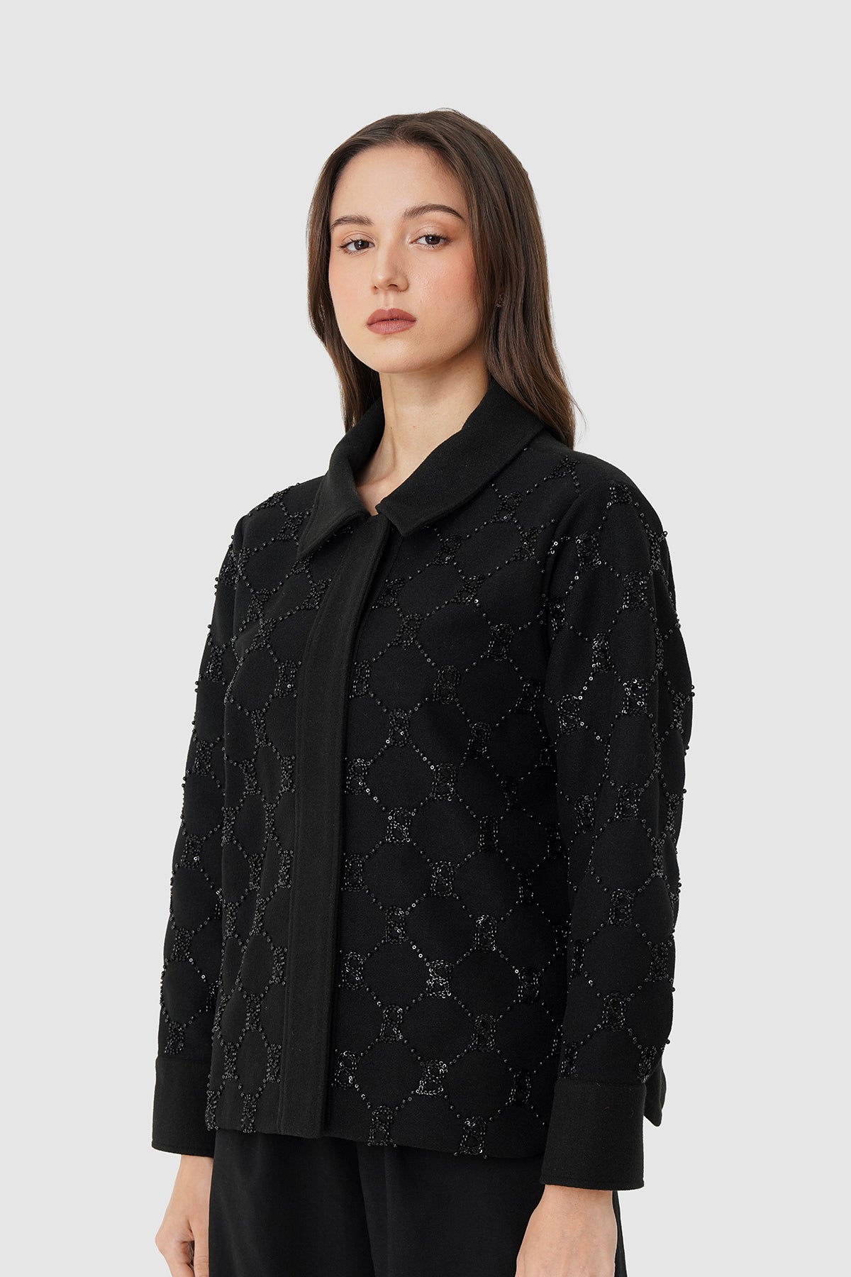 Beverly Beaded Shacket - Black
