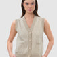 Leena Monogram Vest - Cream
