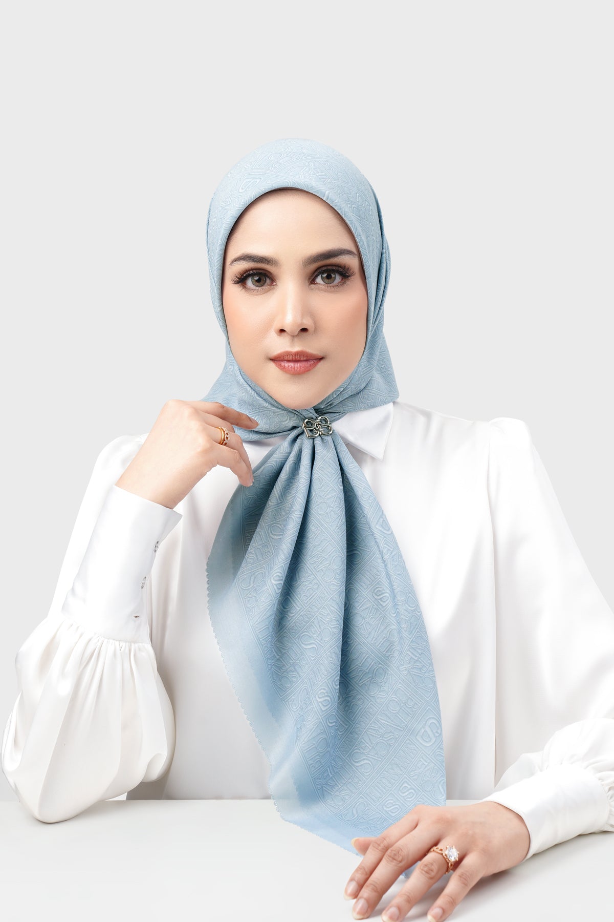 Tyrograph Typograph Square - Stone Blue – Buttonscarves