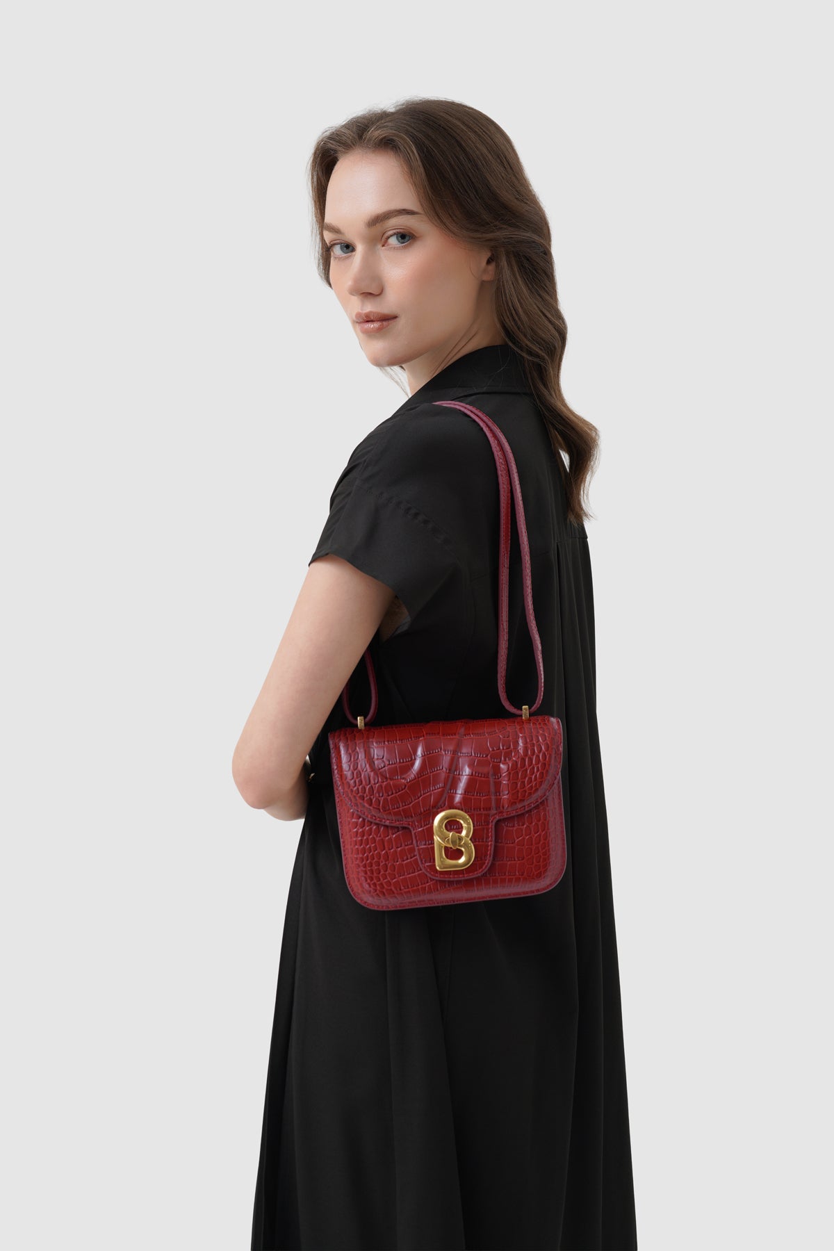 Alba Bag - Crimson Red in Croco