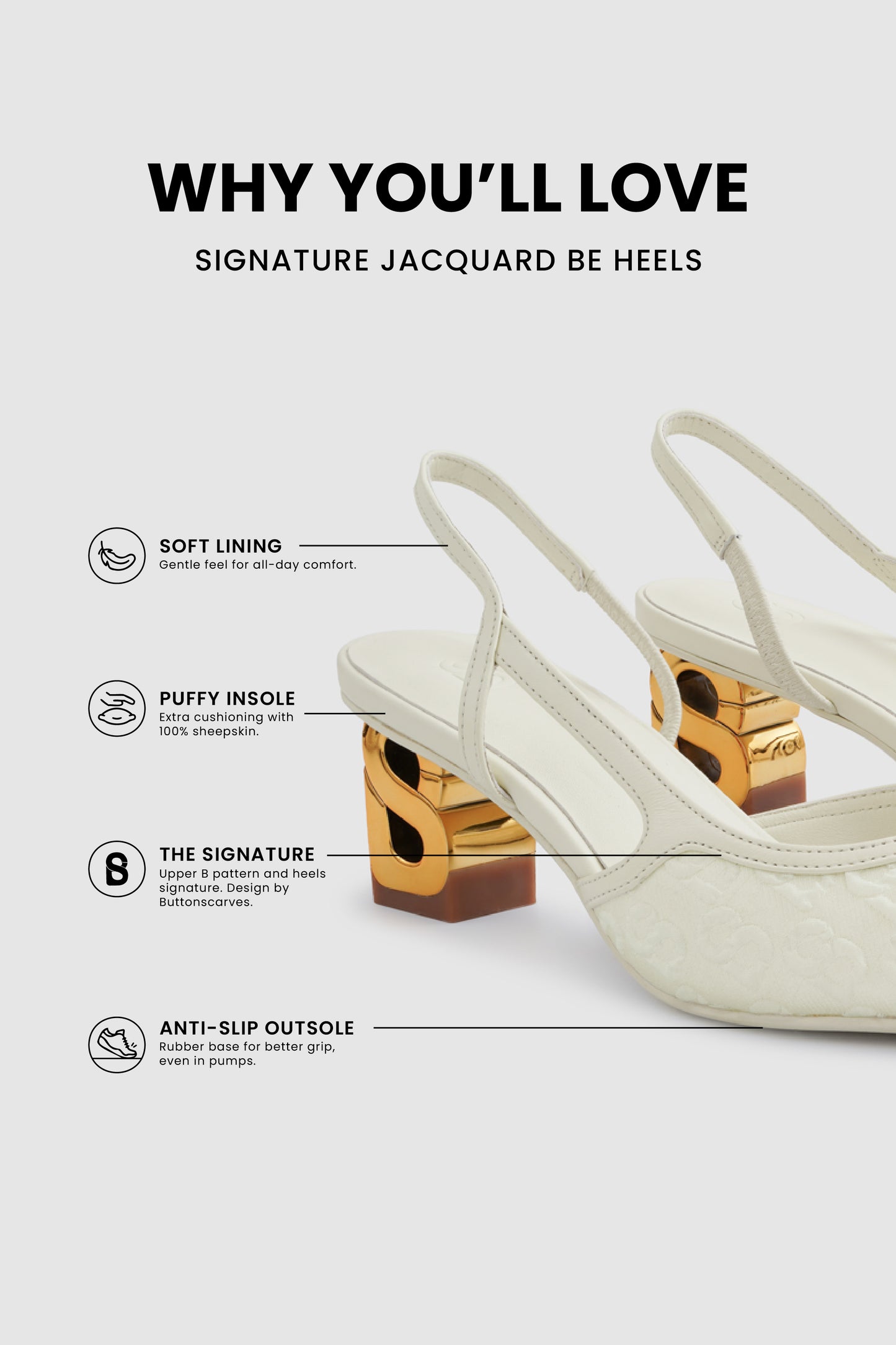 Signature Jacquard Be Heels - Broken White