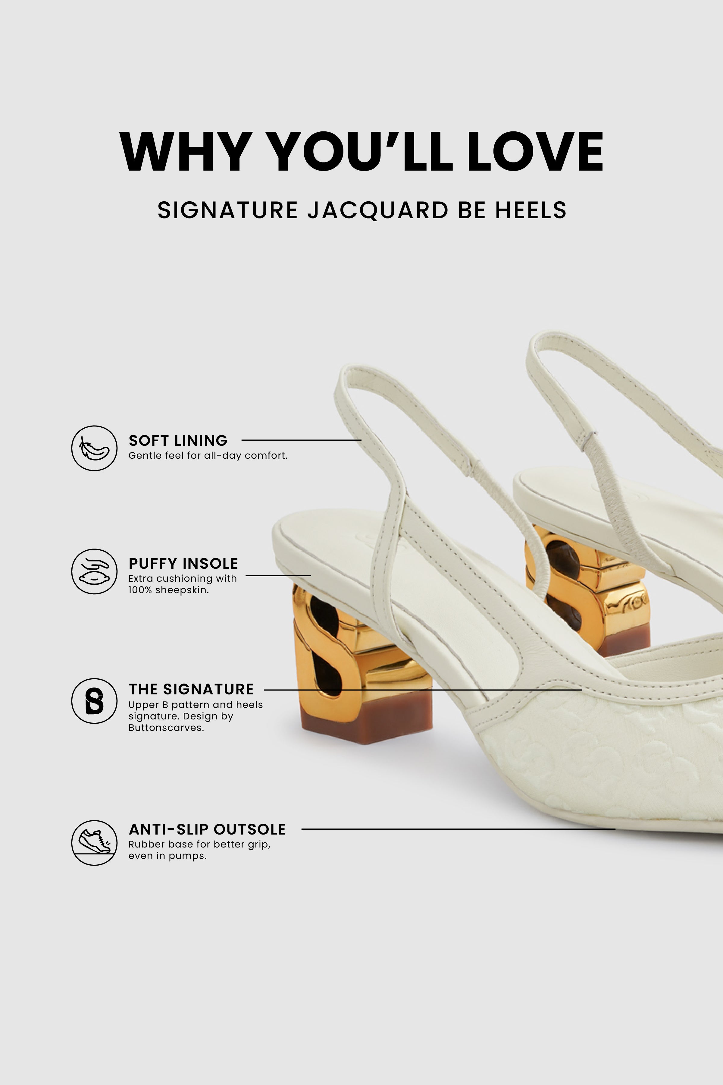 Signature Jacquard Be Heels - Broken White