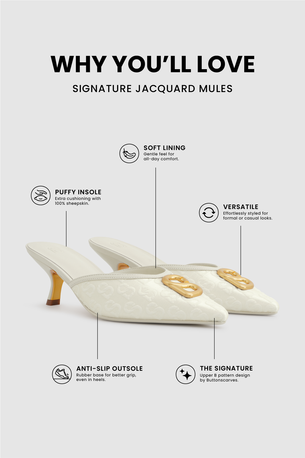 Signature Jacquard Mules - Broken White