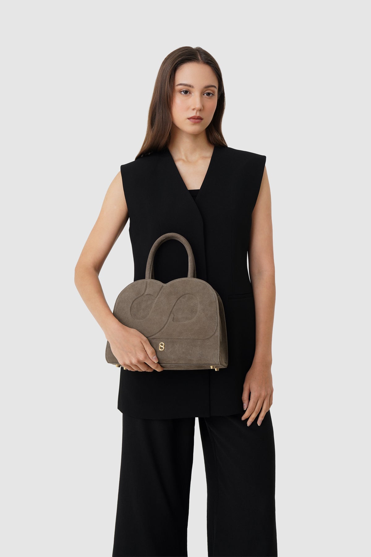 Joy Bag Medium - Suede Leather - Taupe