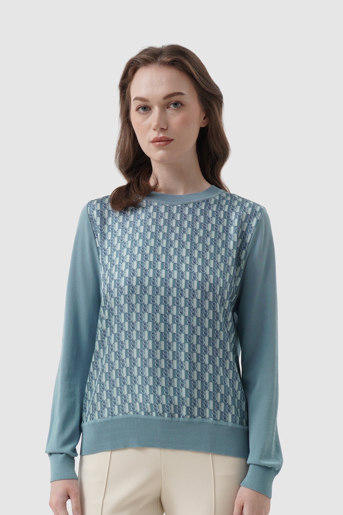 Leena Monogram Sweatshirt - Blue