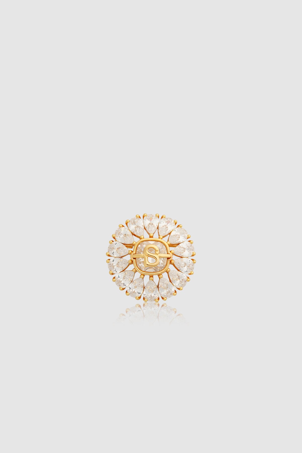Victorian Crystal Pin Brooch - Gold