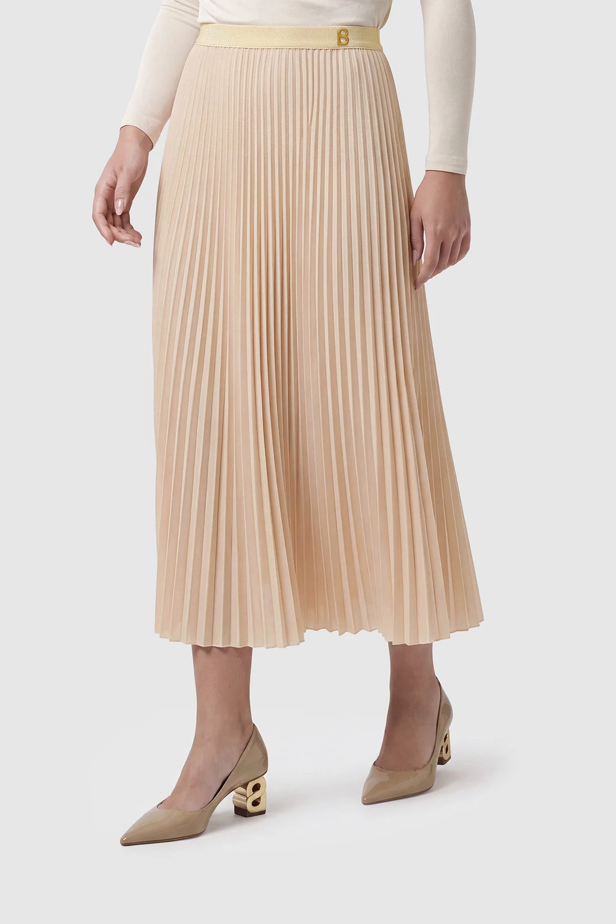 pleats me skirt in ivory by buttonscarves
