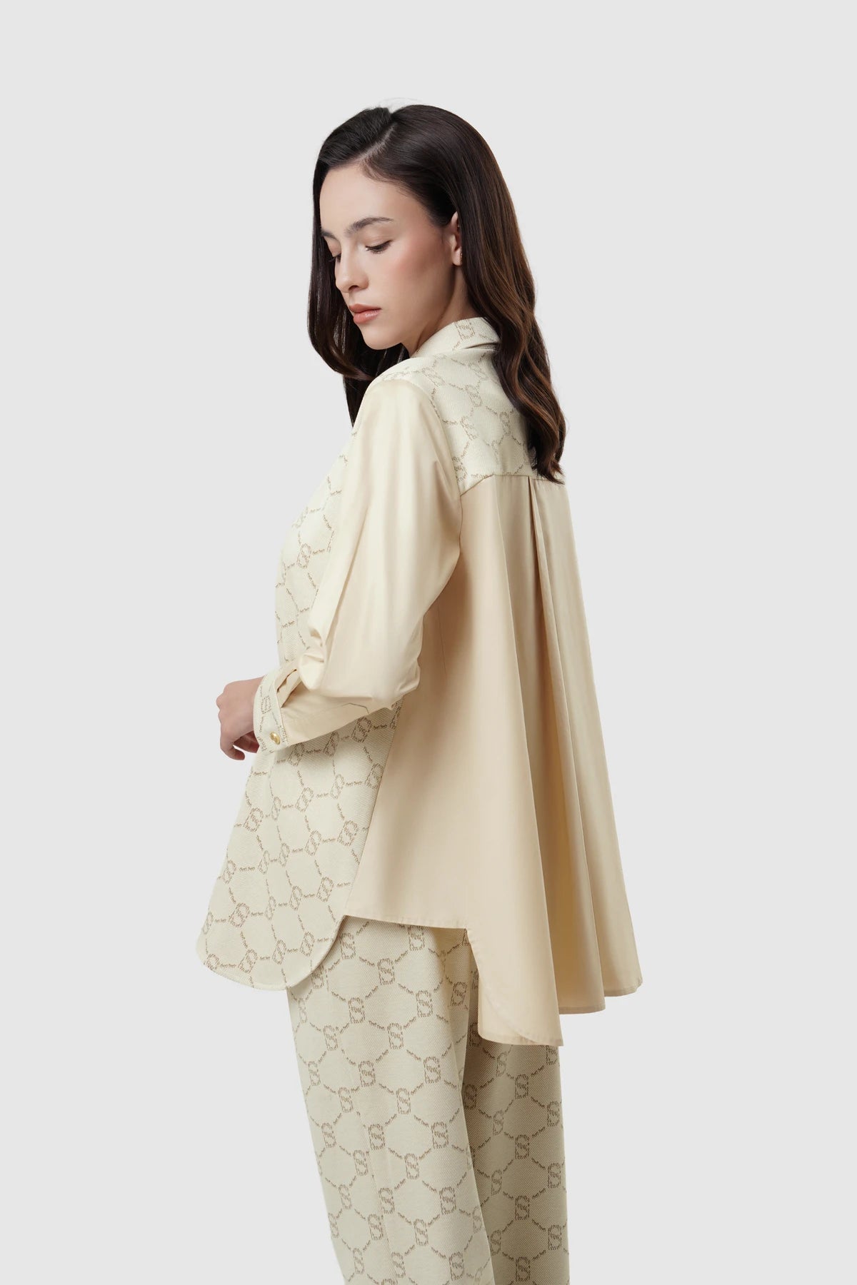 Beverly Monogram Shirt - Cream