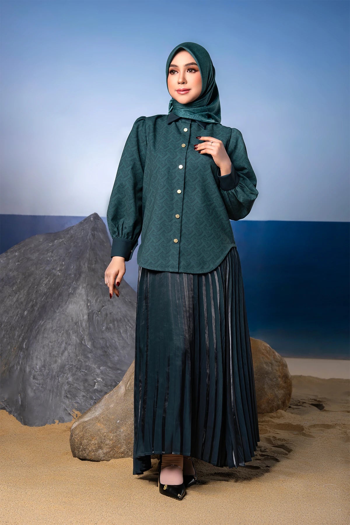 Tropical26 Puff Shirt - Deep Teal