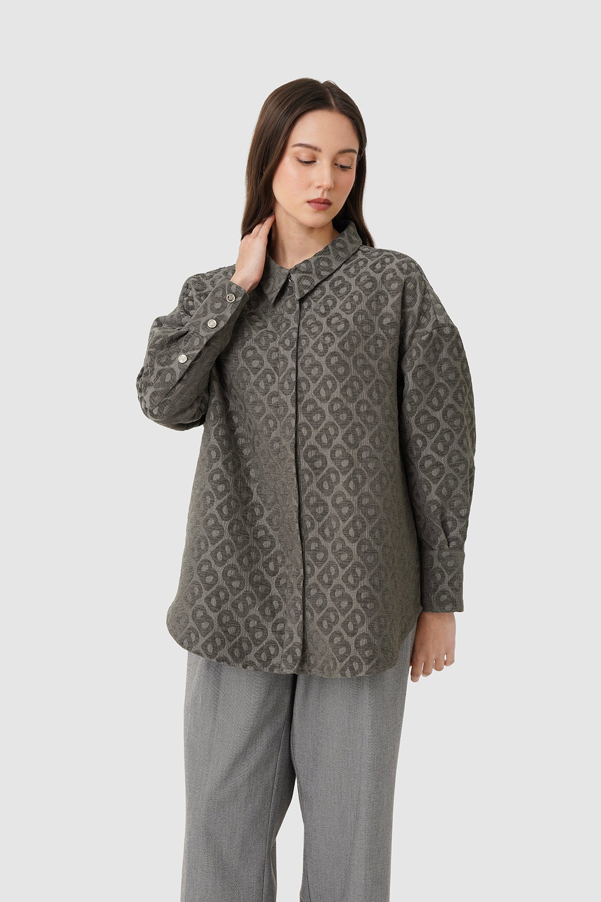 Denna Tapis Jacquard Shirt - Grey