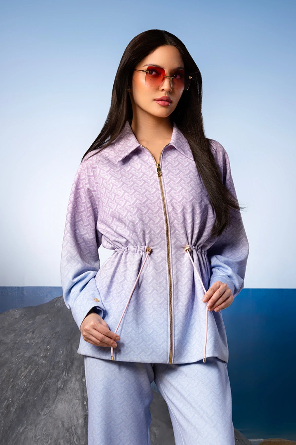 Tropical26 Cinched Jacket - Pink/Blue
