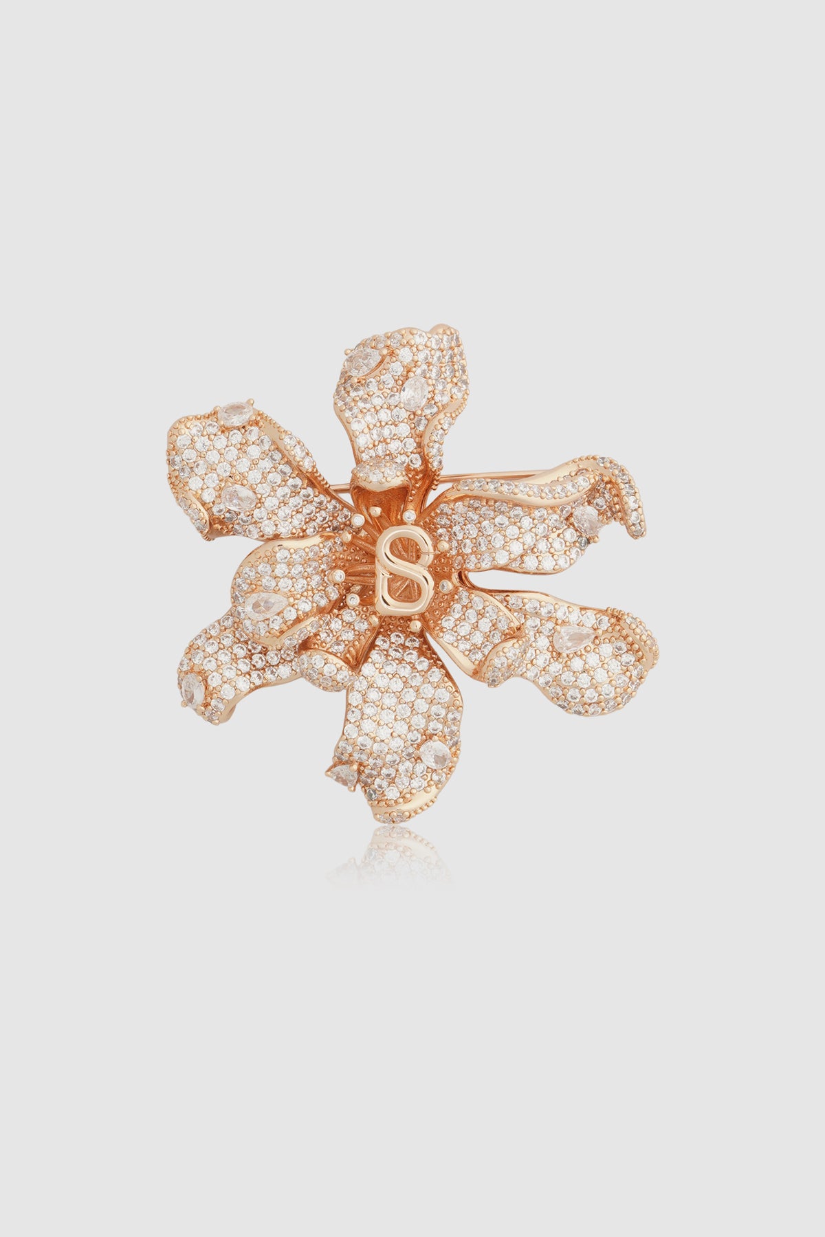 Crystal Orchid Brooch - Rose Gold