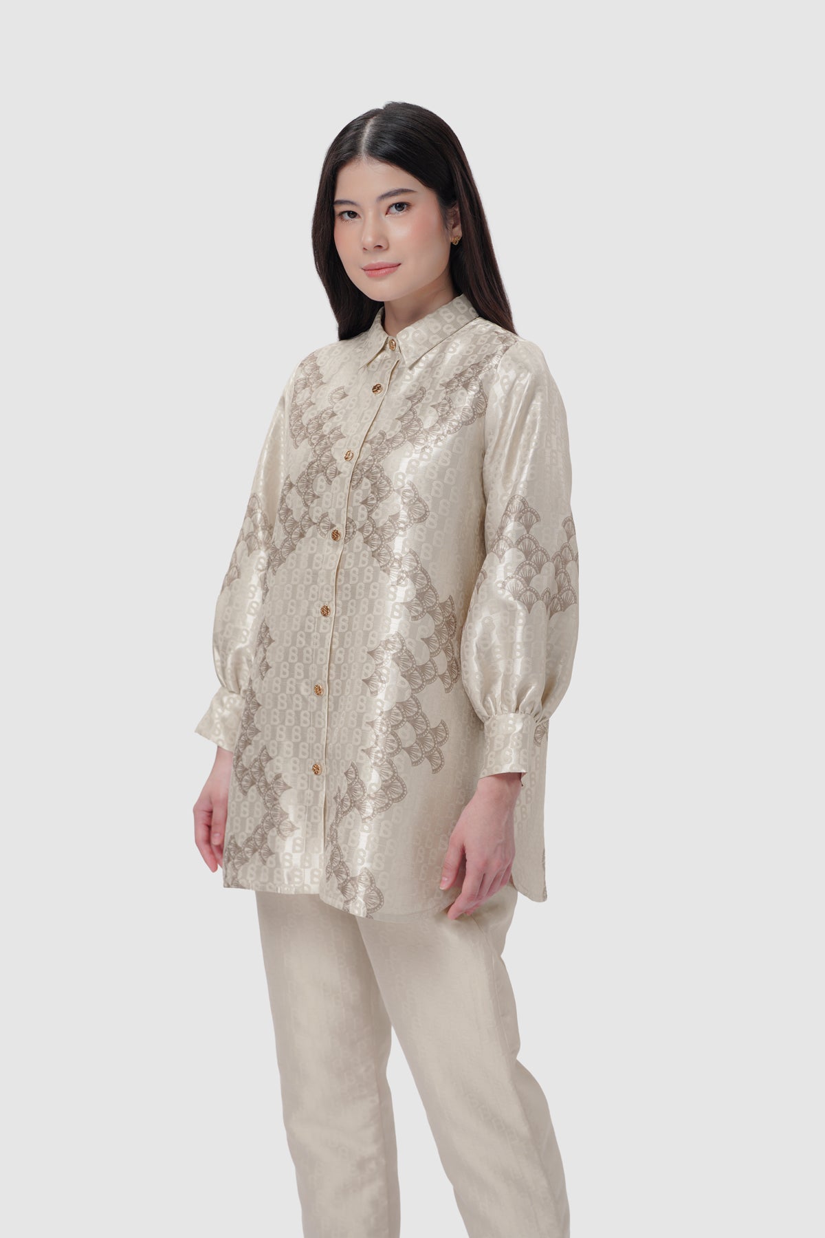 Signature Jacquard Printed Shirt - Beige