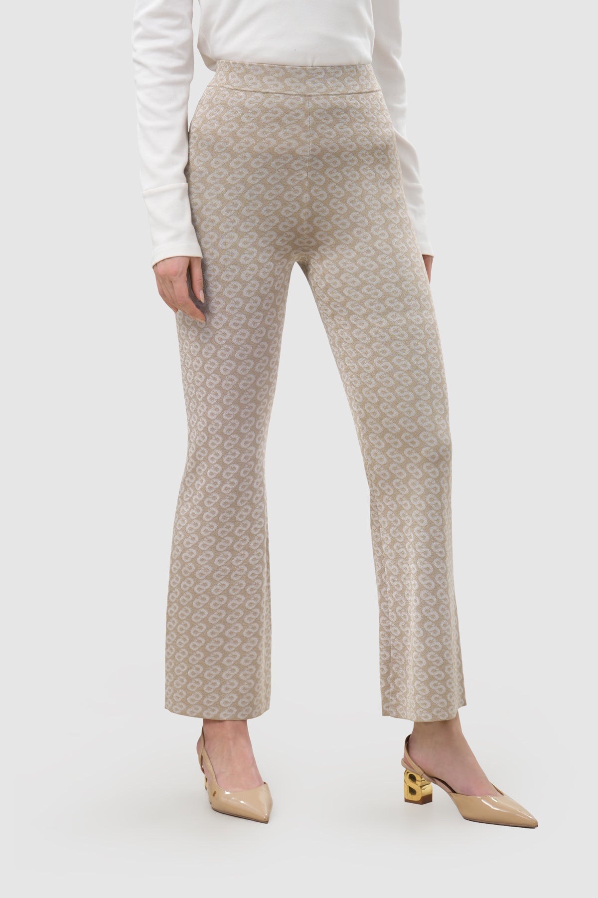Monogram High-Waist Pants - Cream