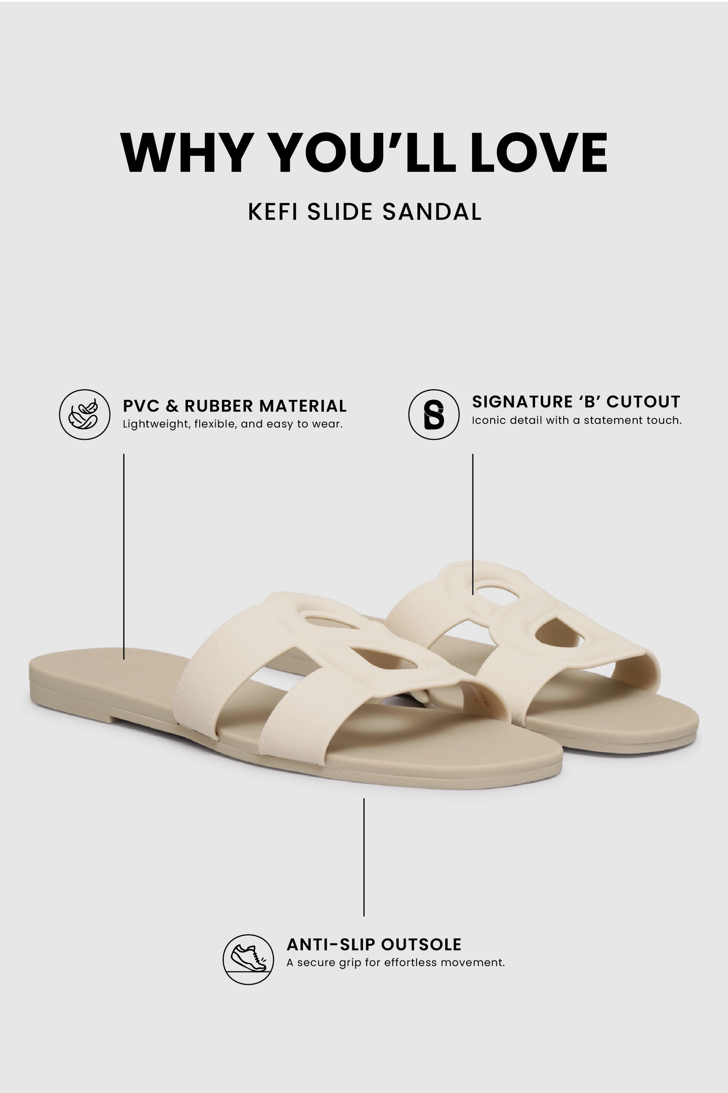 Kefi Slide Sandal - Grey Cream