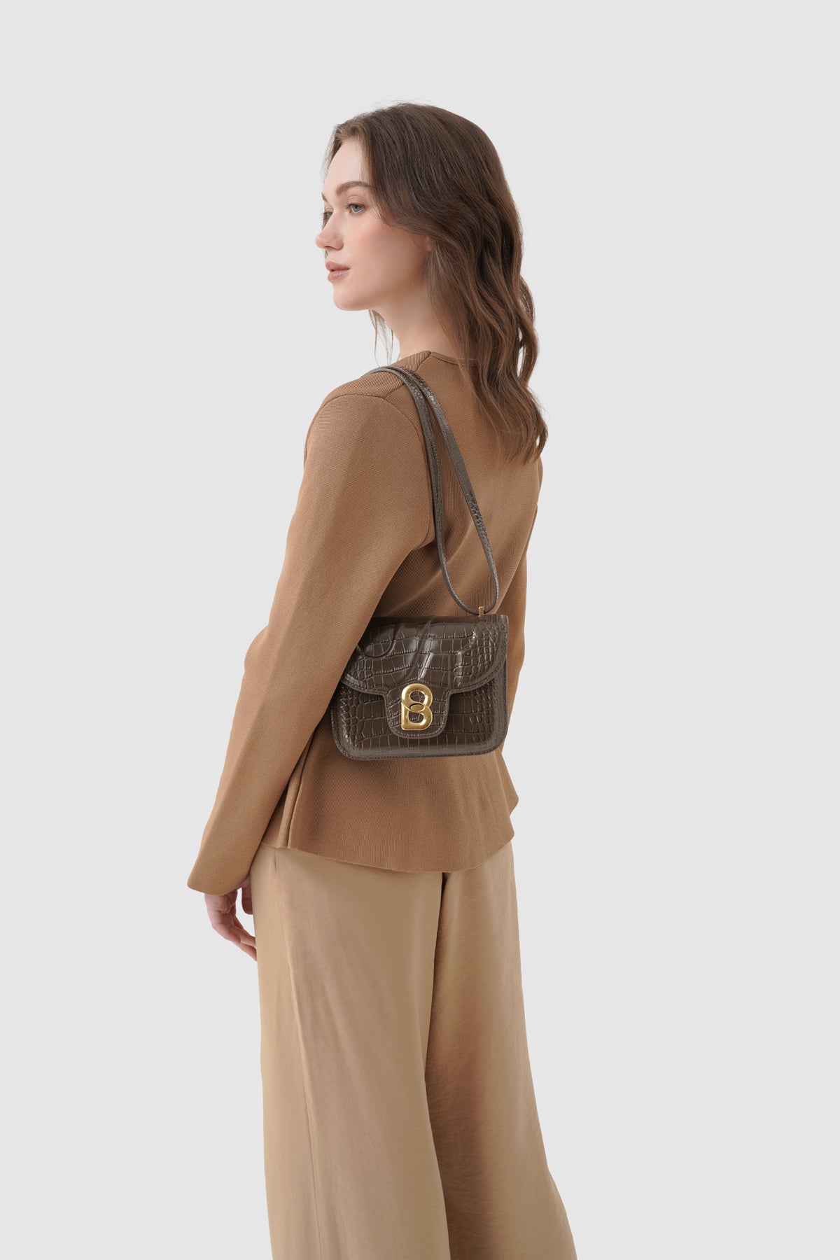 Alba Bag - Dark Mocha in Croco