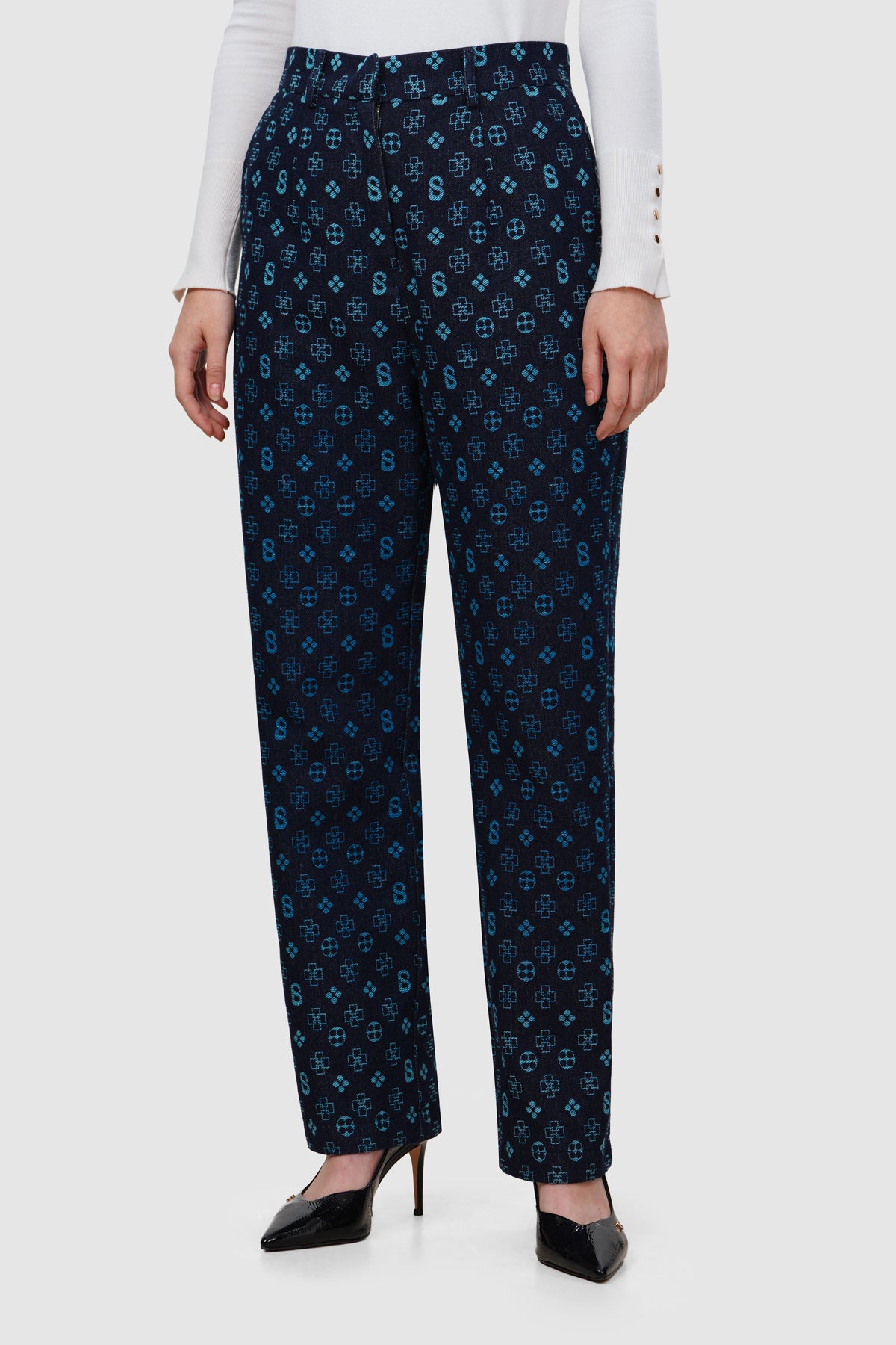 Monogram Denim Pants - Blue