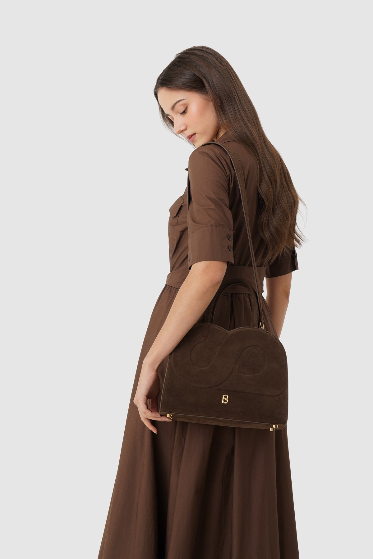 Joy Bag Medium - Suede Leather - Dark Brown