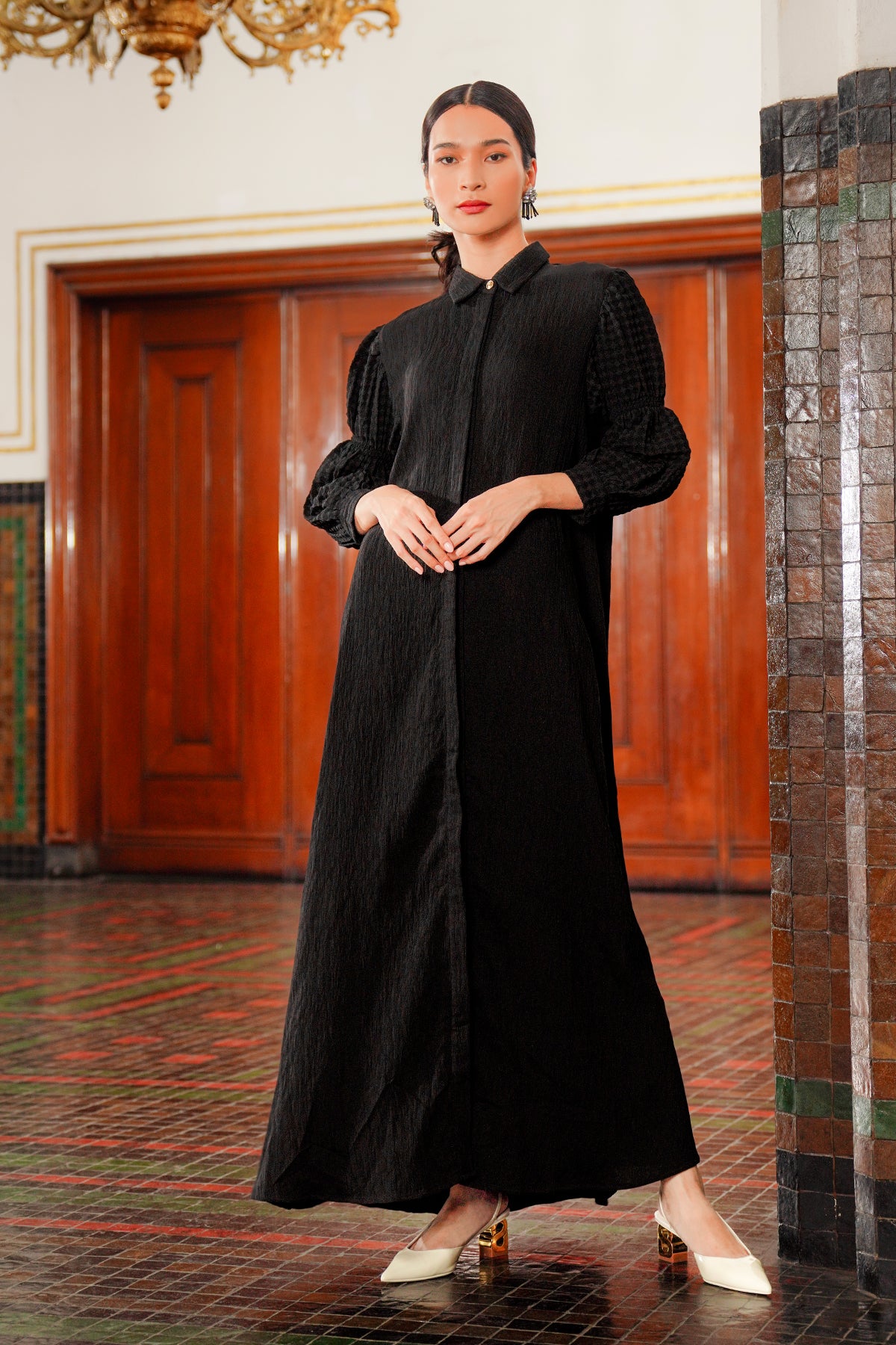 Amona Puffy Dress - Black