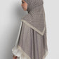 axis tie back shawl in feather gray by buttonscarves back view