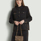 alana small bag in taupe by buttonscarves carried by hand