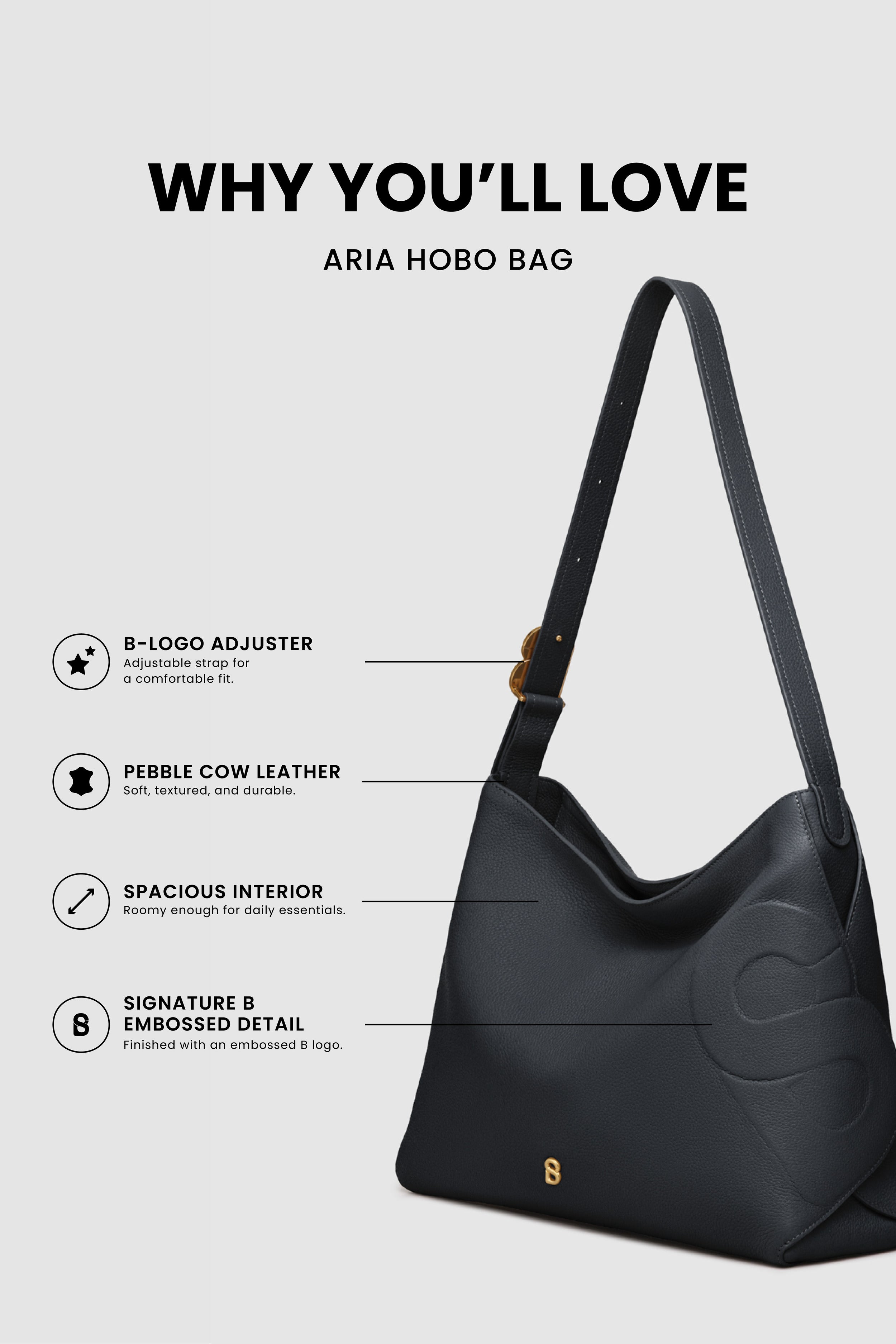 Aria Hobo Bag - Onyx