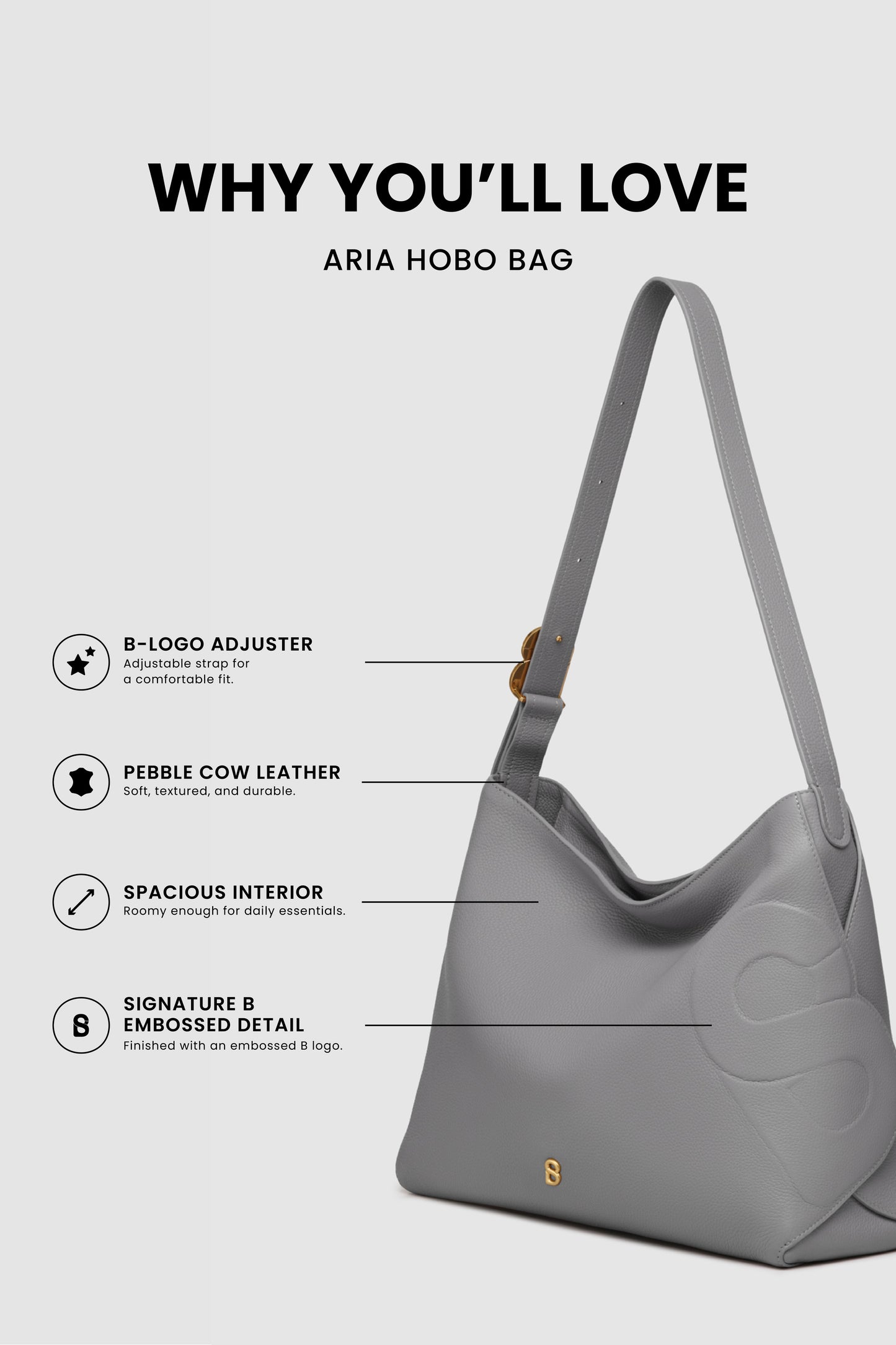 Aria Hobo Bag - Fog