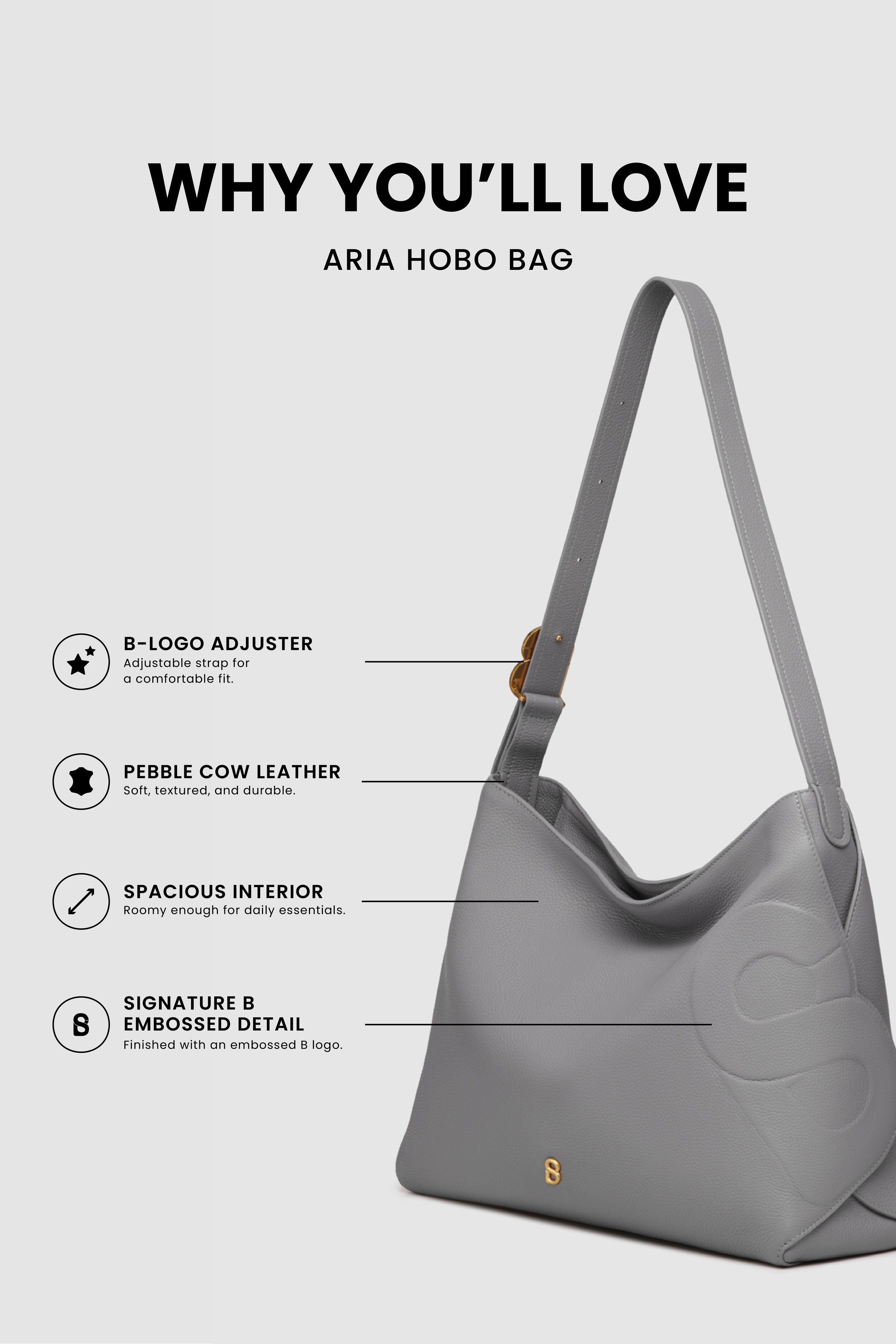 Aria Hobo Bag - Fog
