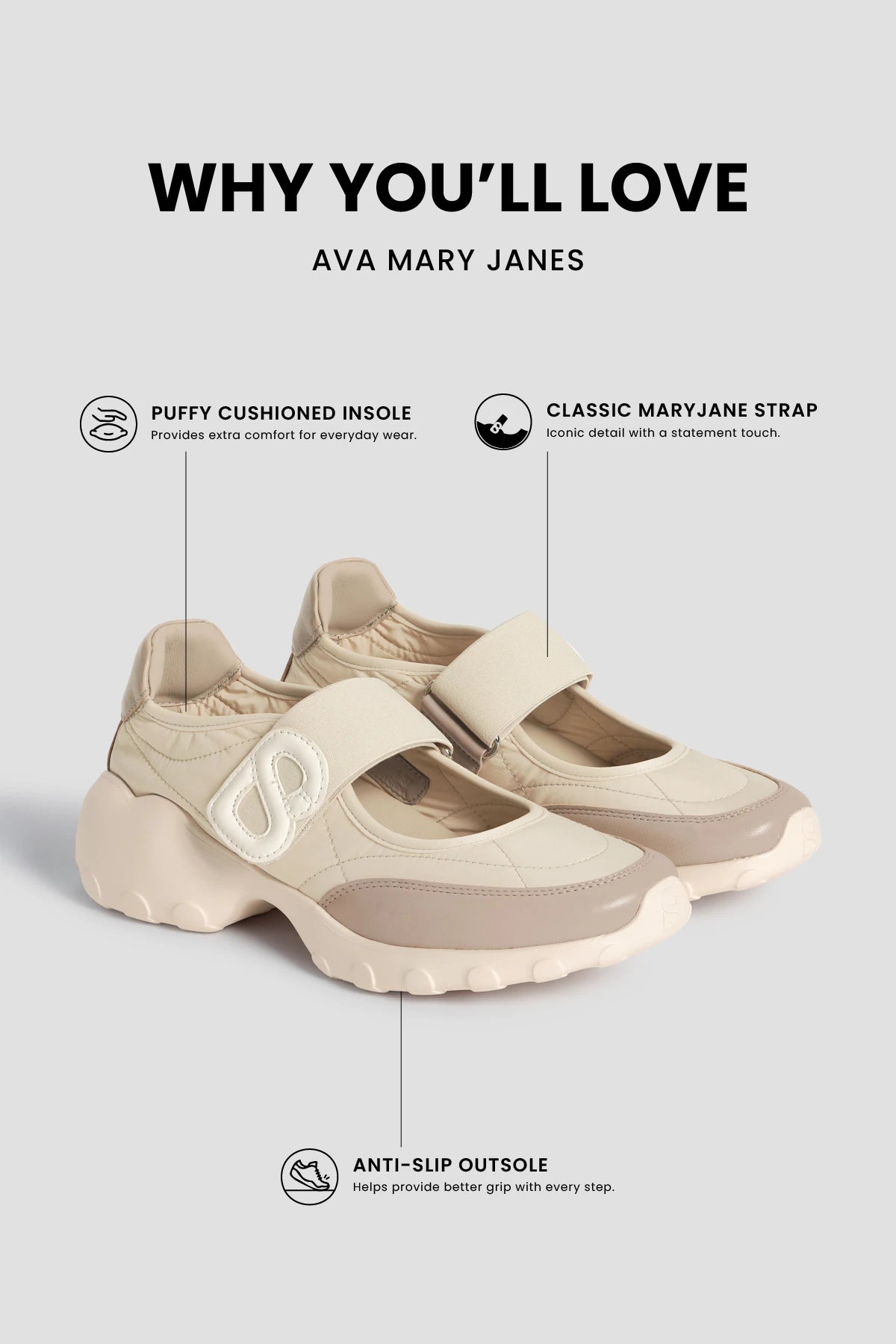 ava mary jane in beige by buttonscarves feature overview