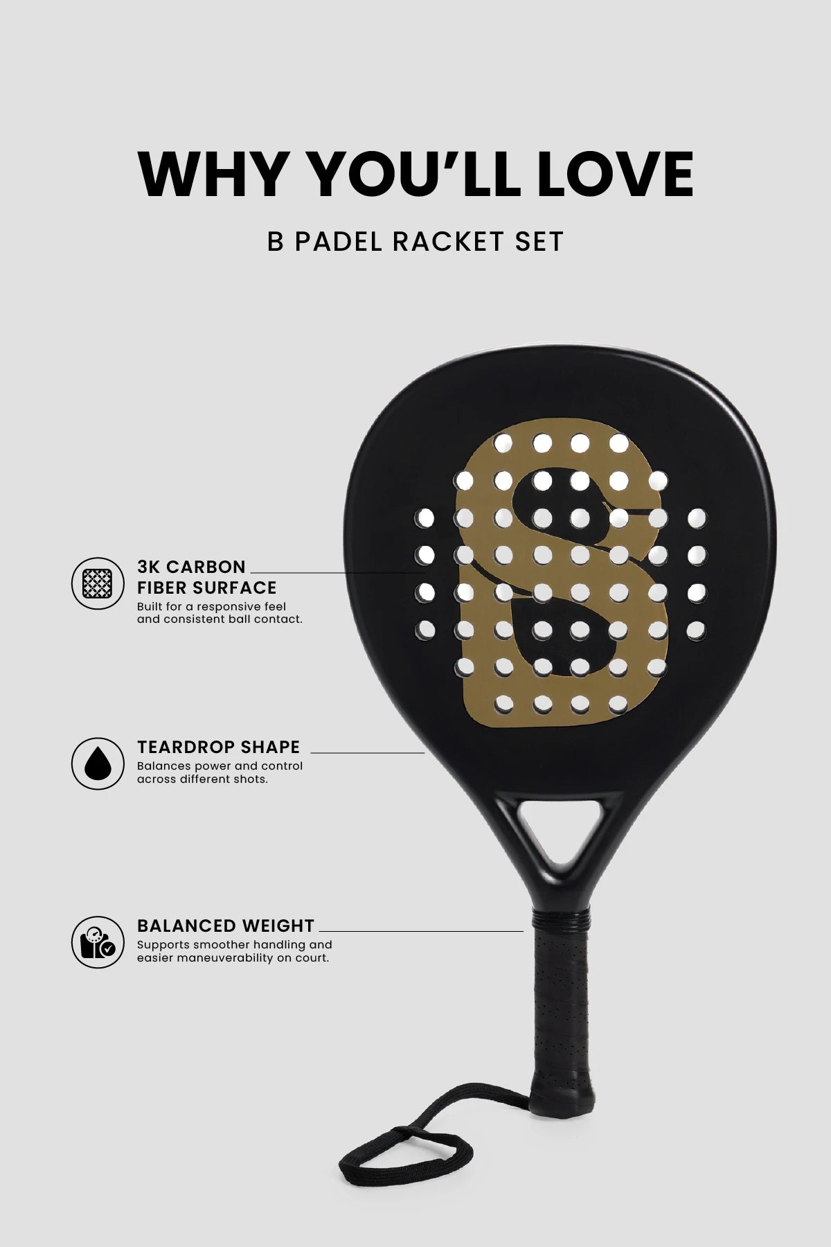 b padel racket set in black by buttonscarves feature overview