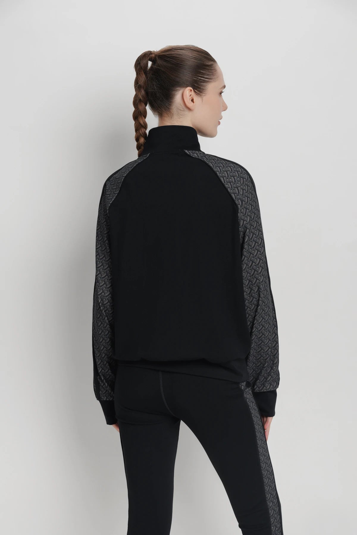 bimu shield jacket in black by buttonscarves back view