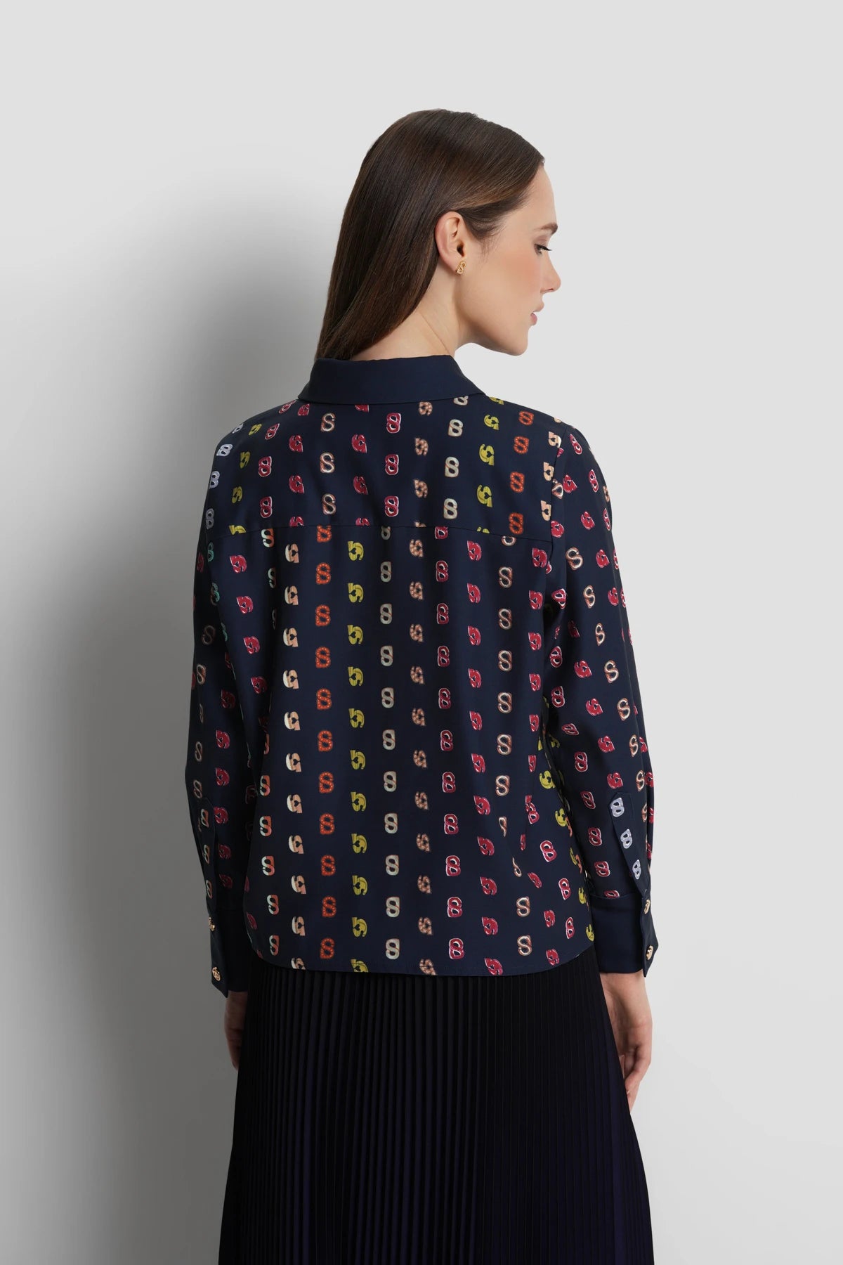 nagita crop shirt in navy by buttonscarves back view