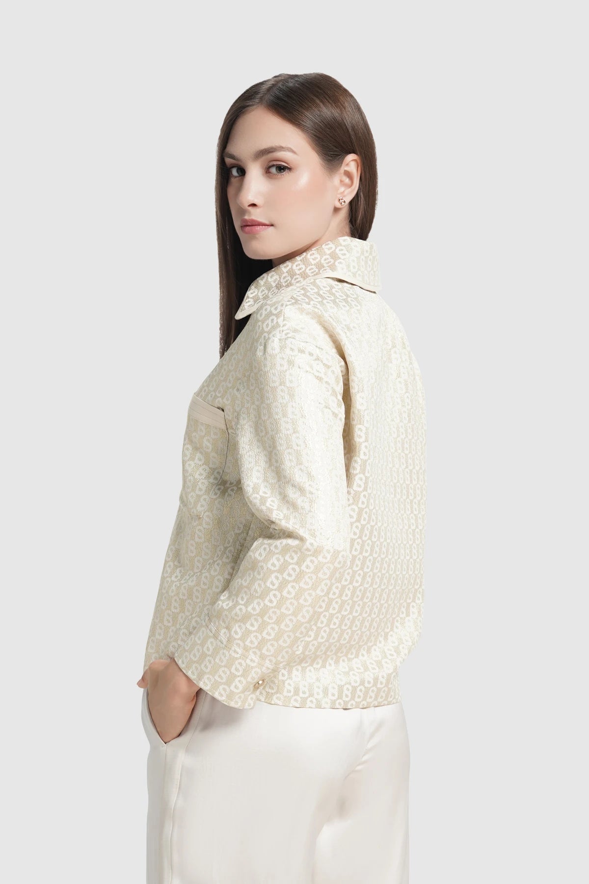 Freya Jacquard Jacket - Champagne Gold