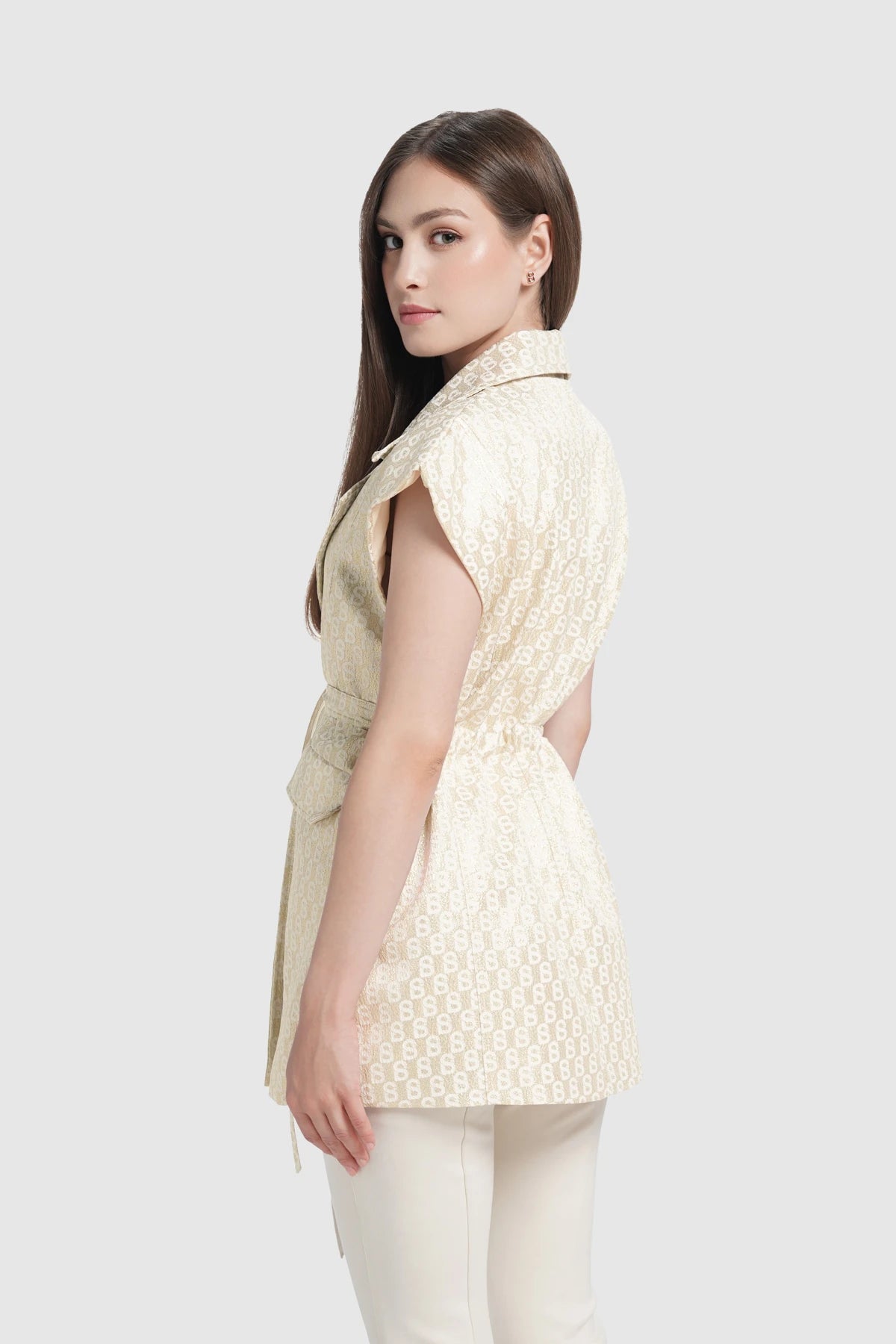 Freya Jacquard Vest - Champagne Gold