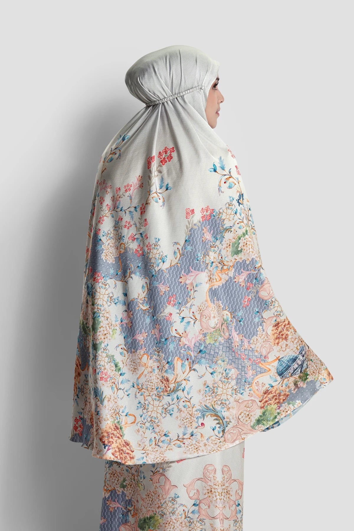 istanbul satin silk prayer robe in hagia by buttonscarves back view