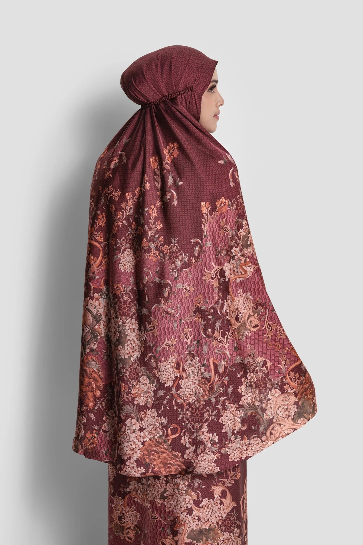 istanbul satin silk prayer robe in taksim by buttonscarves back view
