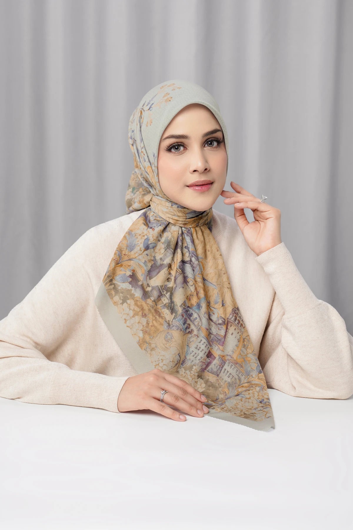 istanbul printed square scarf in galata by buttonscarves front view