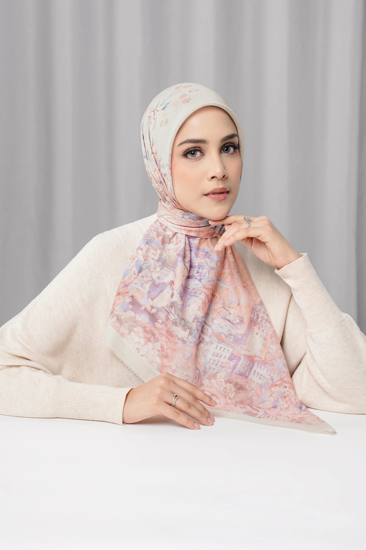 istanbul printed square scarf in palace by buttonscarves front view