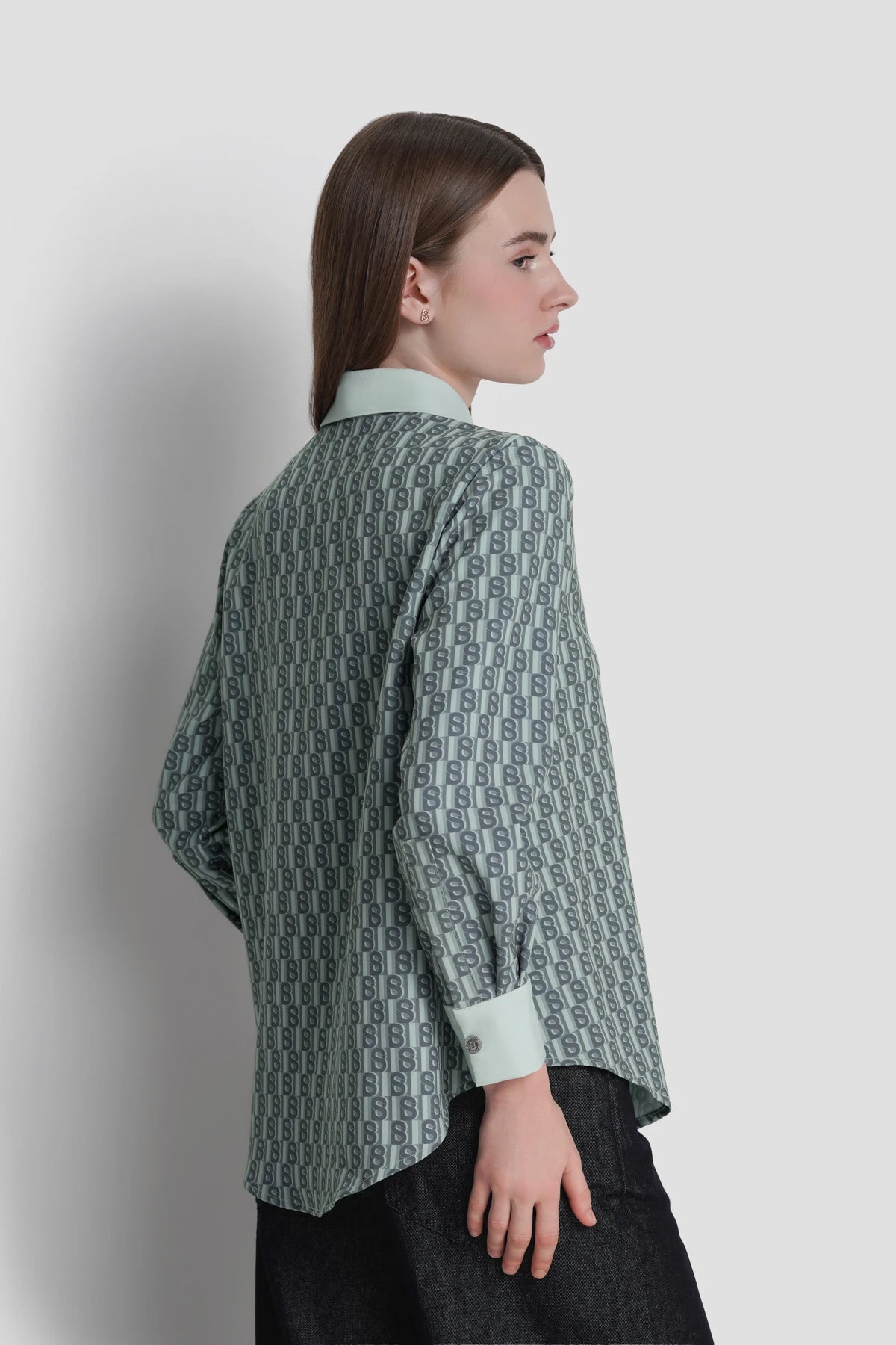 Kyla Monogram Shirt - Grey