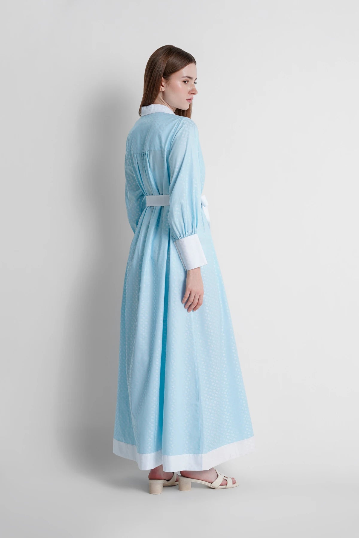 Luna Cotton Shirt Dress - Baby Blue