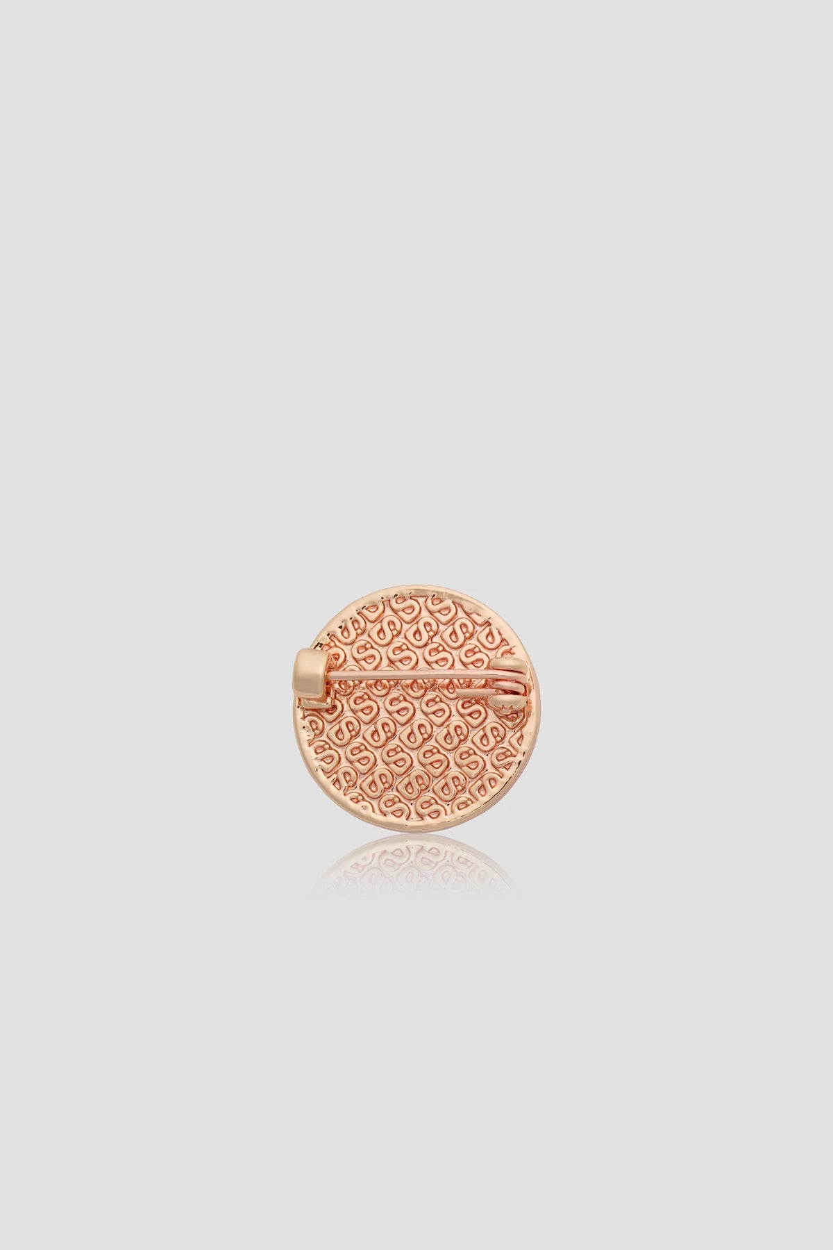 round pin brooch 03 in white rose gold by buttonscarves back view