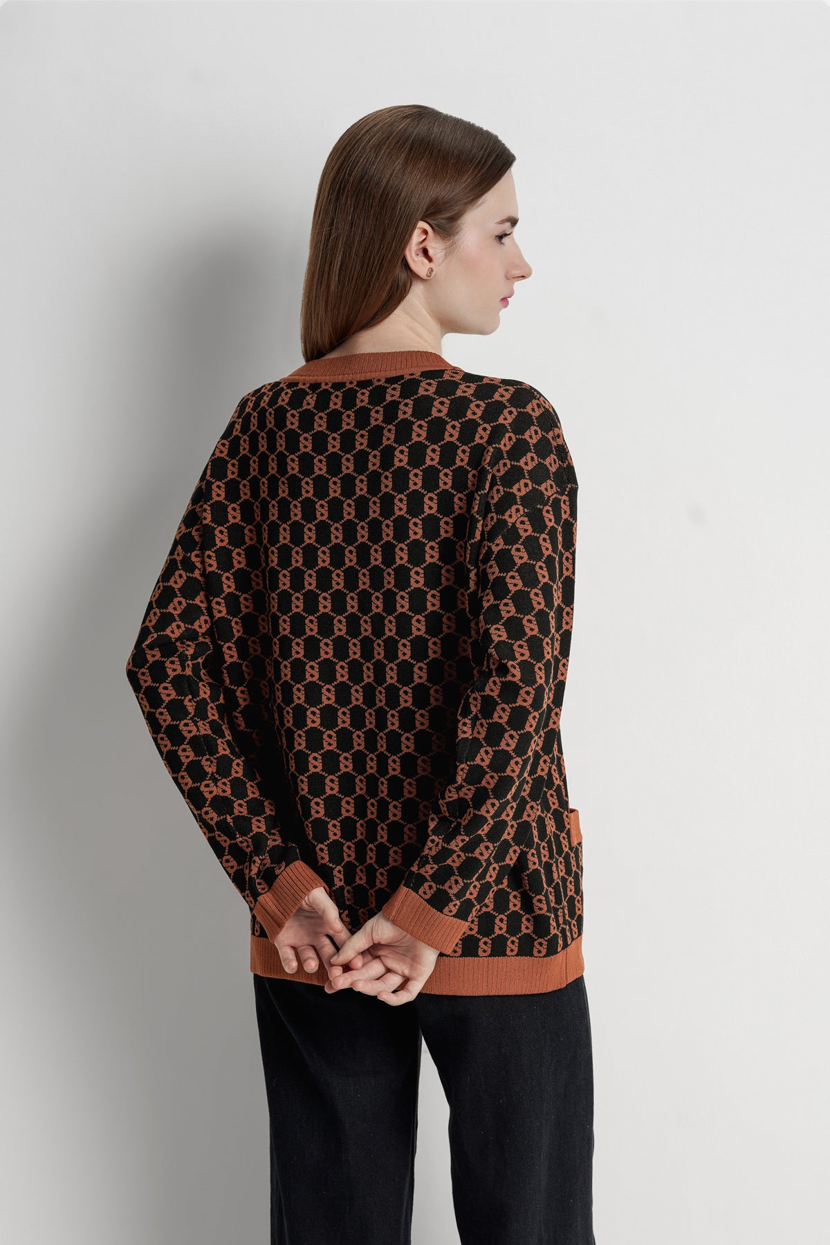 Signature Monogram Cardigan - Brown Sugar