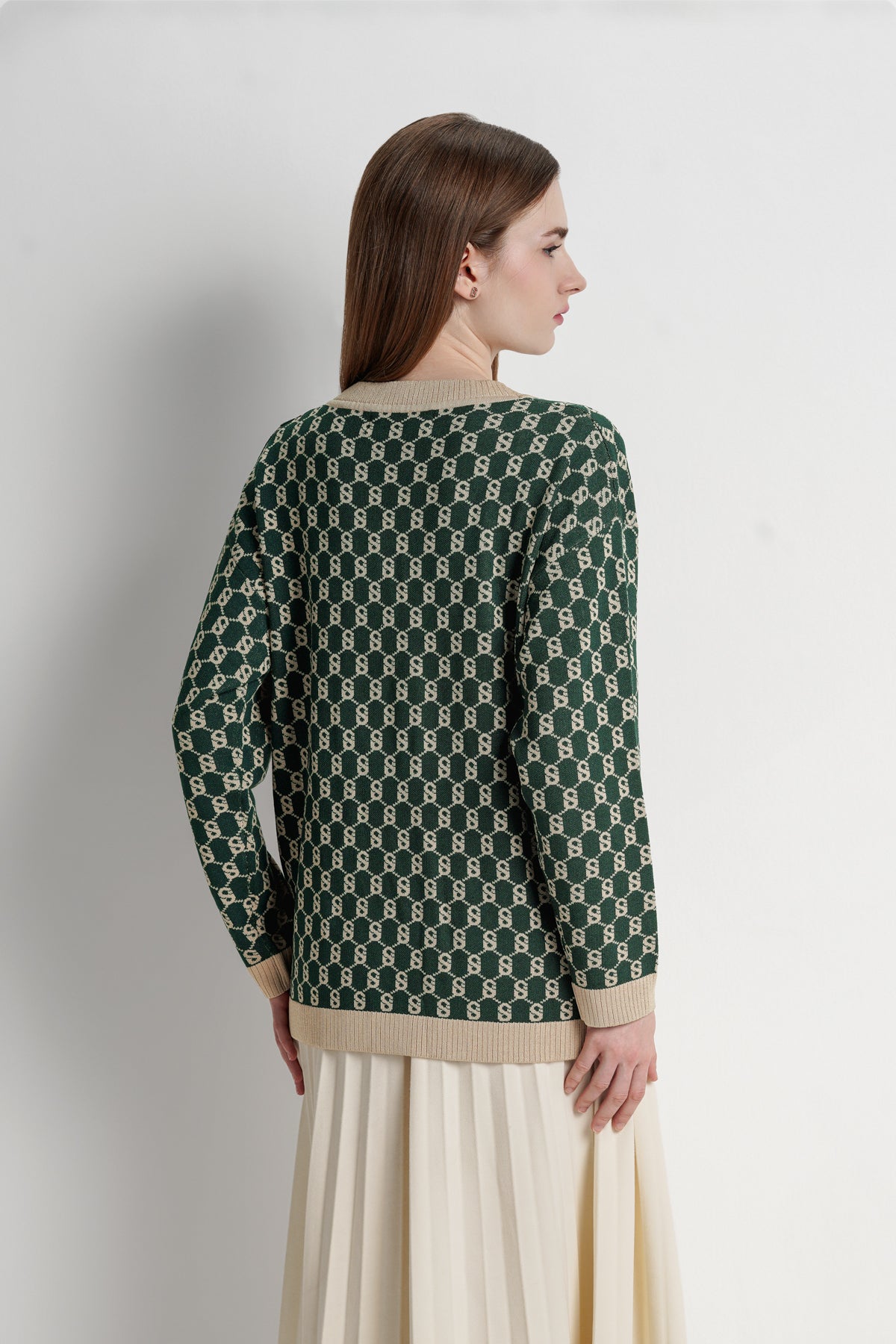 Signature Monogram Cardigan - Forest