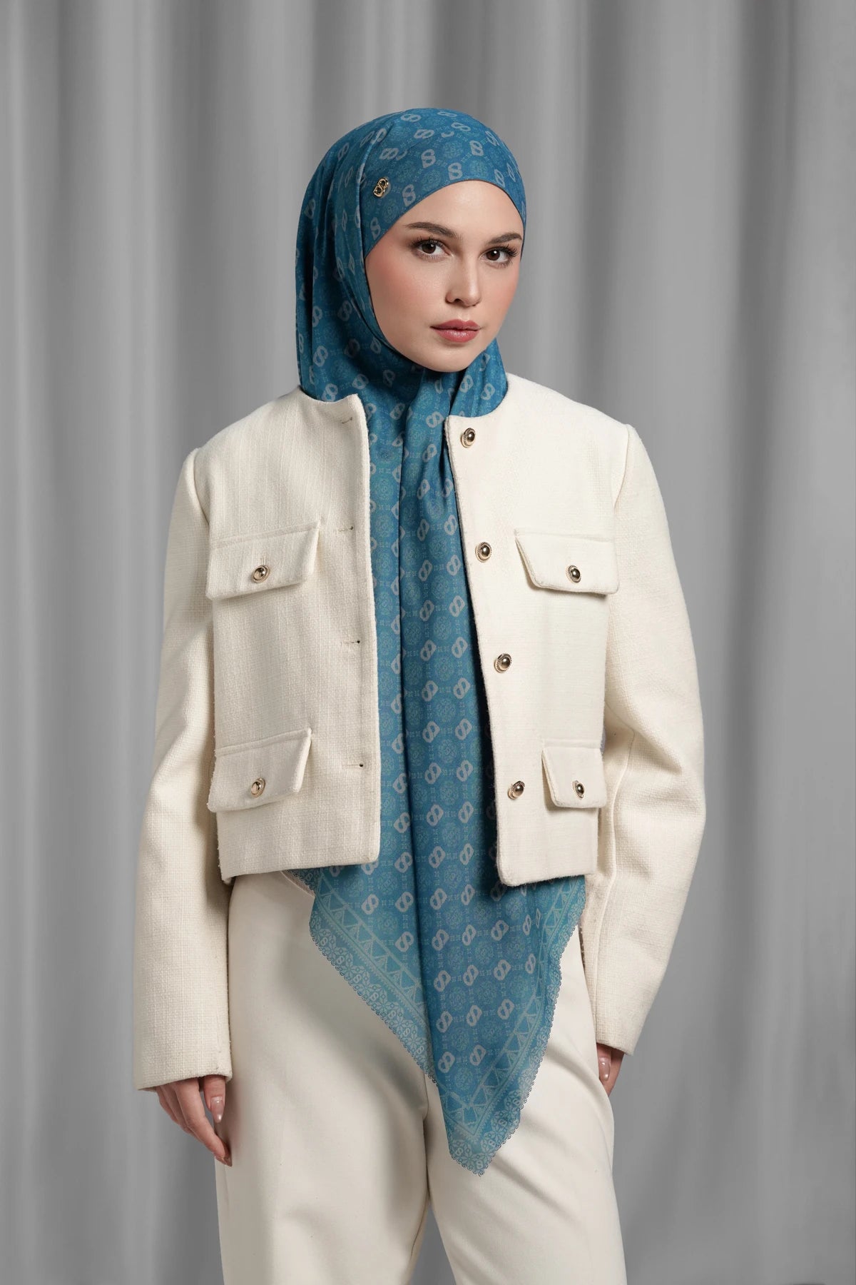 Songket Tie Back Square - Indigo