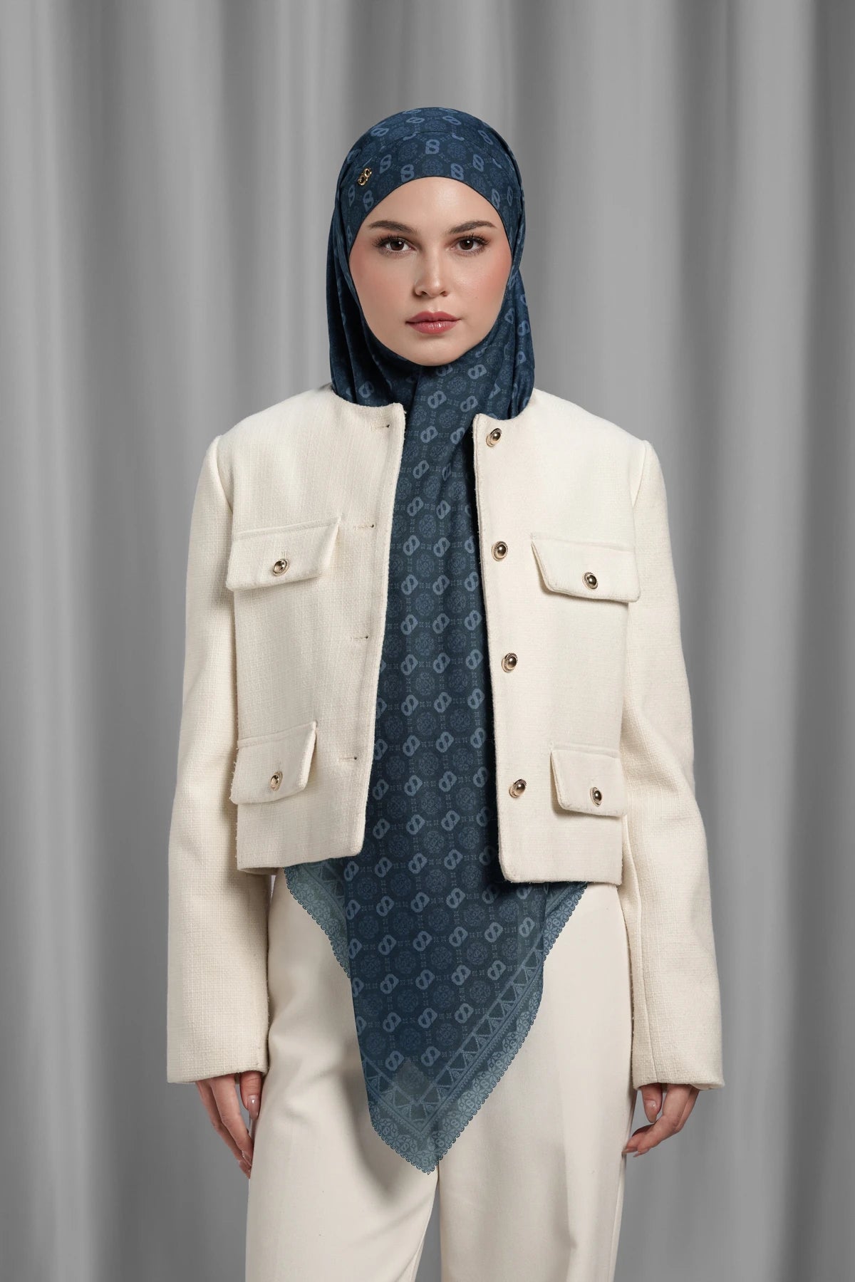 Songket Tie Back Square - Maritime Blue