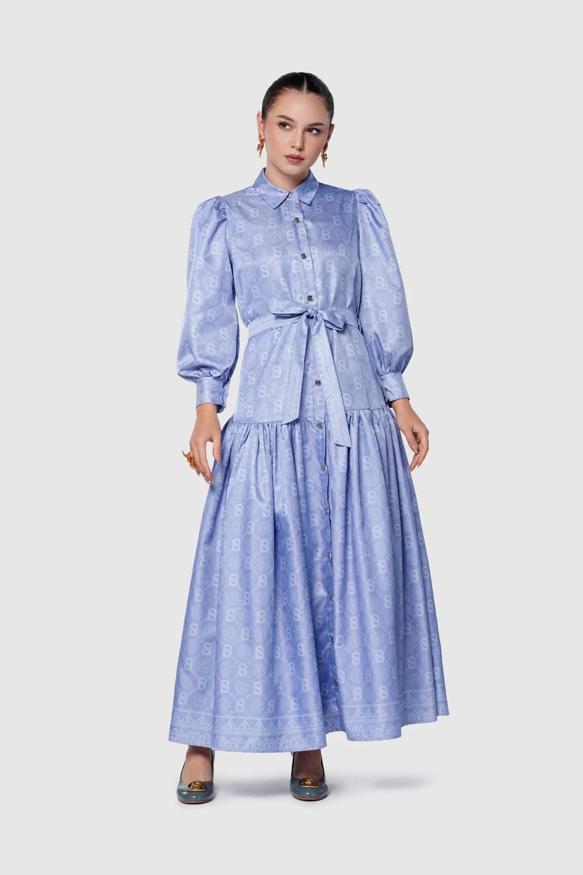 Songket Shirt Dress - Blue