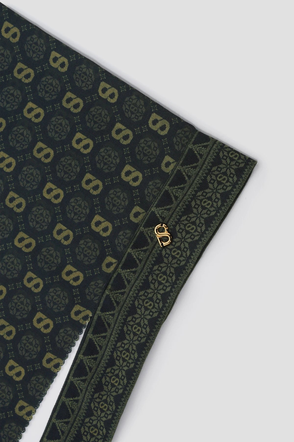 songket tie back shawl in peacock by buttonscarves pattern detail